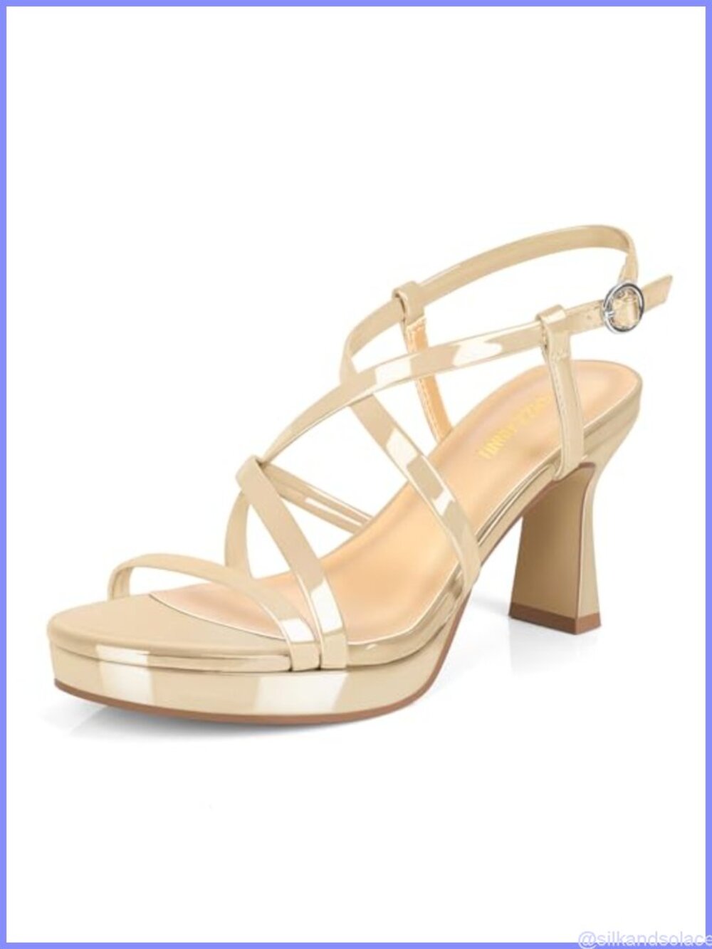 Platform Heeled Sandals with Faux Leather Crossover Strappy Slingback